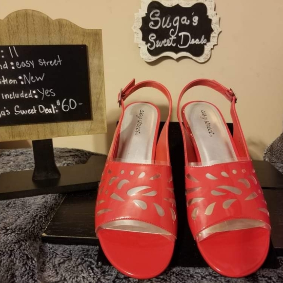 Easy street patent leather wedge sandals sz11 - Picture 3 of 8